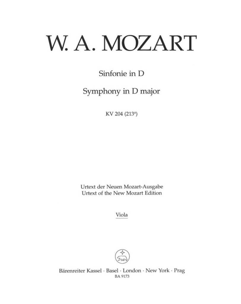 Symphony in D major based on the Serenade K.204 (213a)